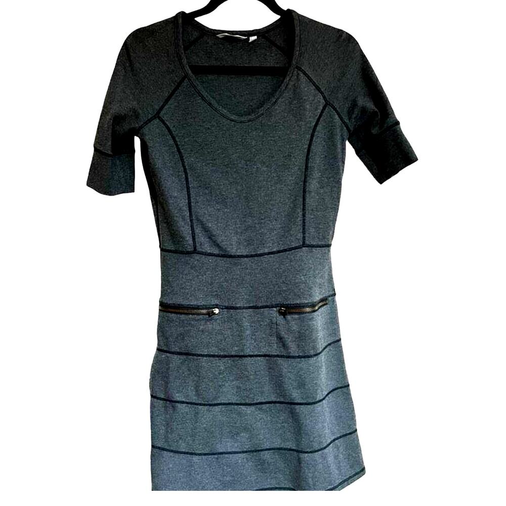 Athleta Womens Strata Ponte Travel Mini Zippered Dress Dark Charcoal Gray XS